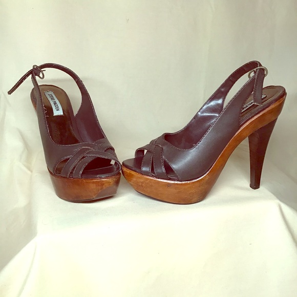 Steve Madden Shoes - Steve Madden wood platform slingback heels size 7